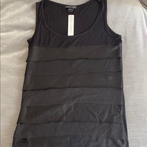 NWT. August Silk black ruffle tank top